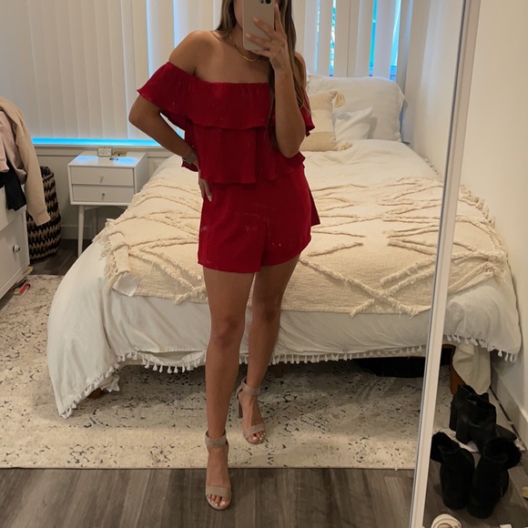 Pants - Red romper playsuit